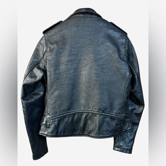 Schott NYC Vintage Distressed Women’s Black Moto Leather Jacket Size Medium - Picture 5 of 15